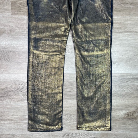 Rock Revival Gold Foiled Ayaan Biker Jeans Size 40 - Picture 4 of 16